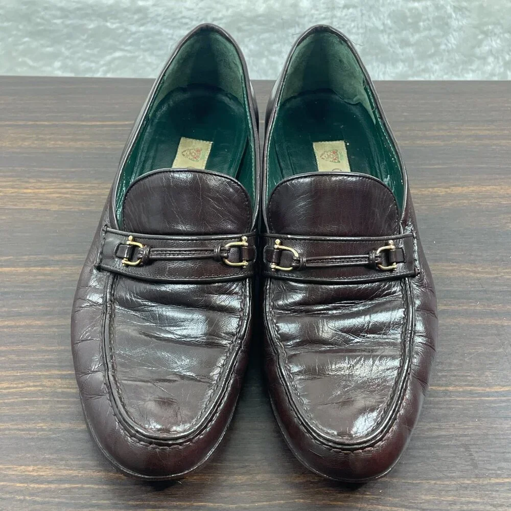 Vintage Gucci Leather Horse bit Loafers Mens Size 41 US 7.5 Burgundy Slip On